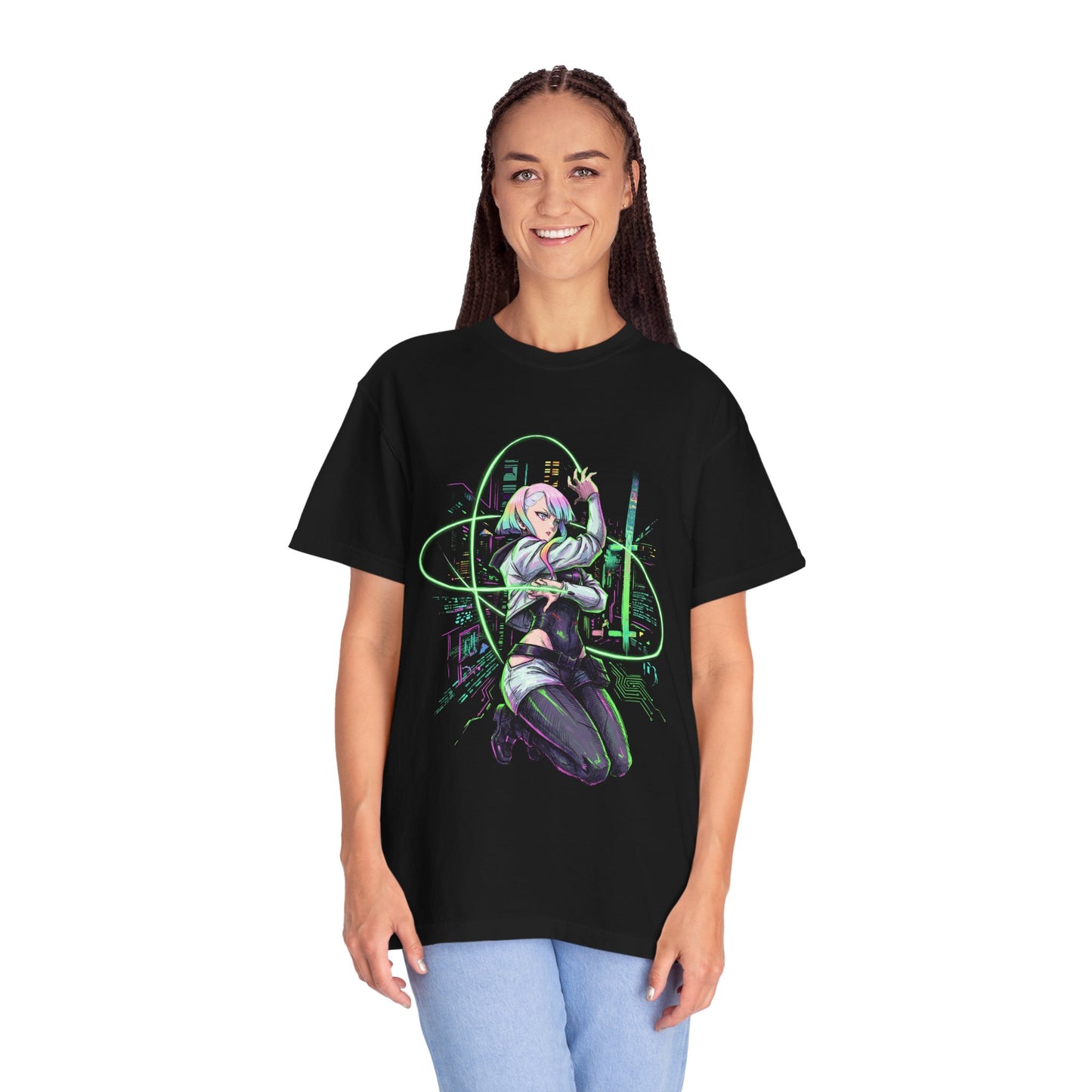 Lucy Cyberpunk Edgerunners Netrunner Jacket Thigh Highs Design Premium T-Shirt