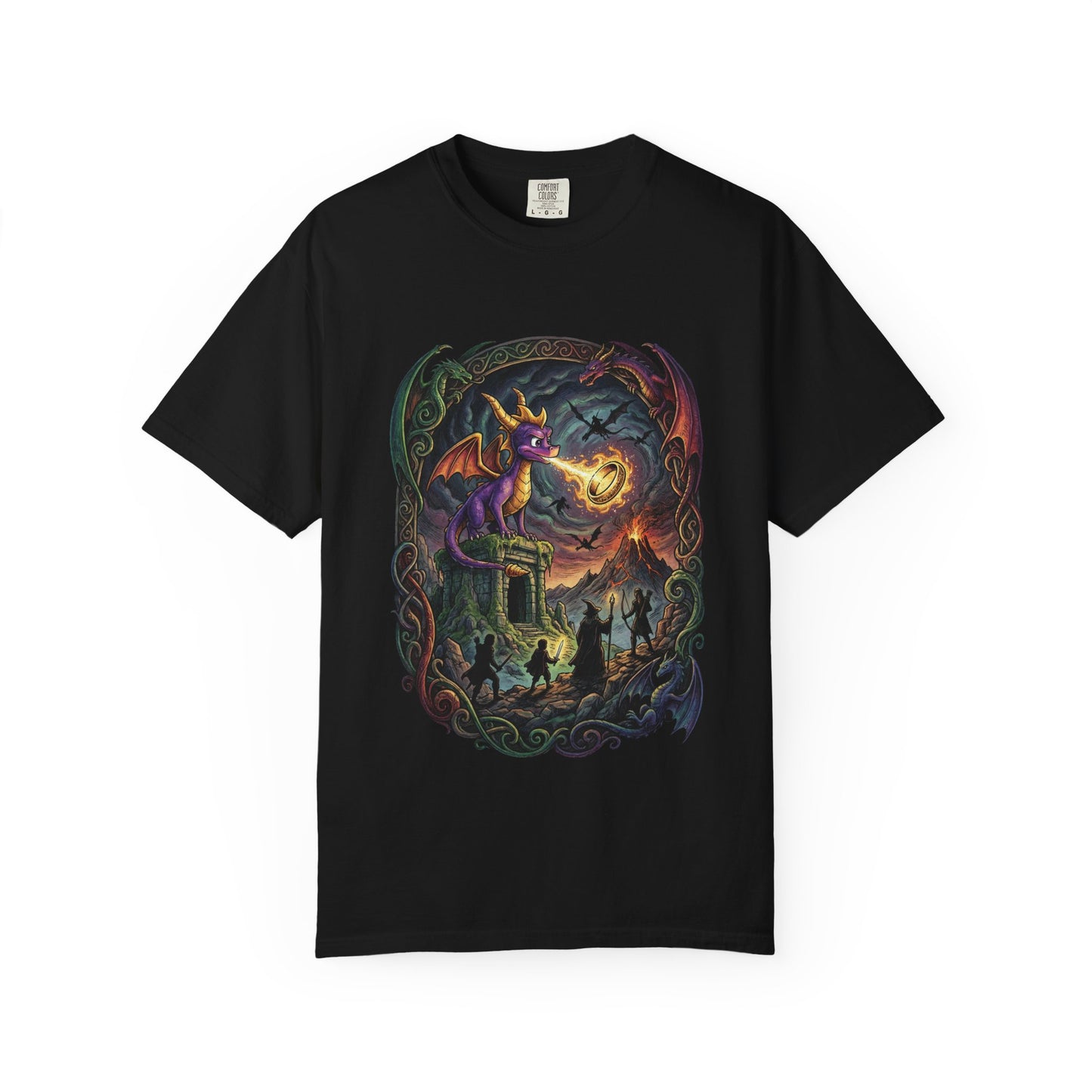 Spyro the Dragon Mischievous Hero – Wings Glide Fire Attack Pose Premium T-Shirt
