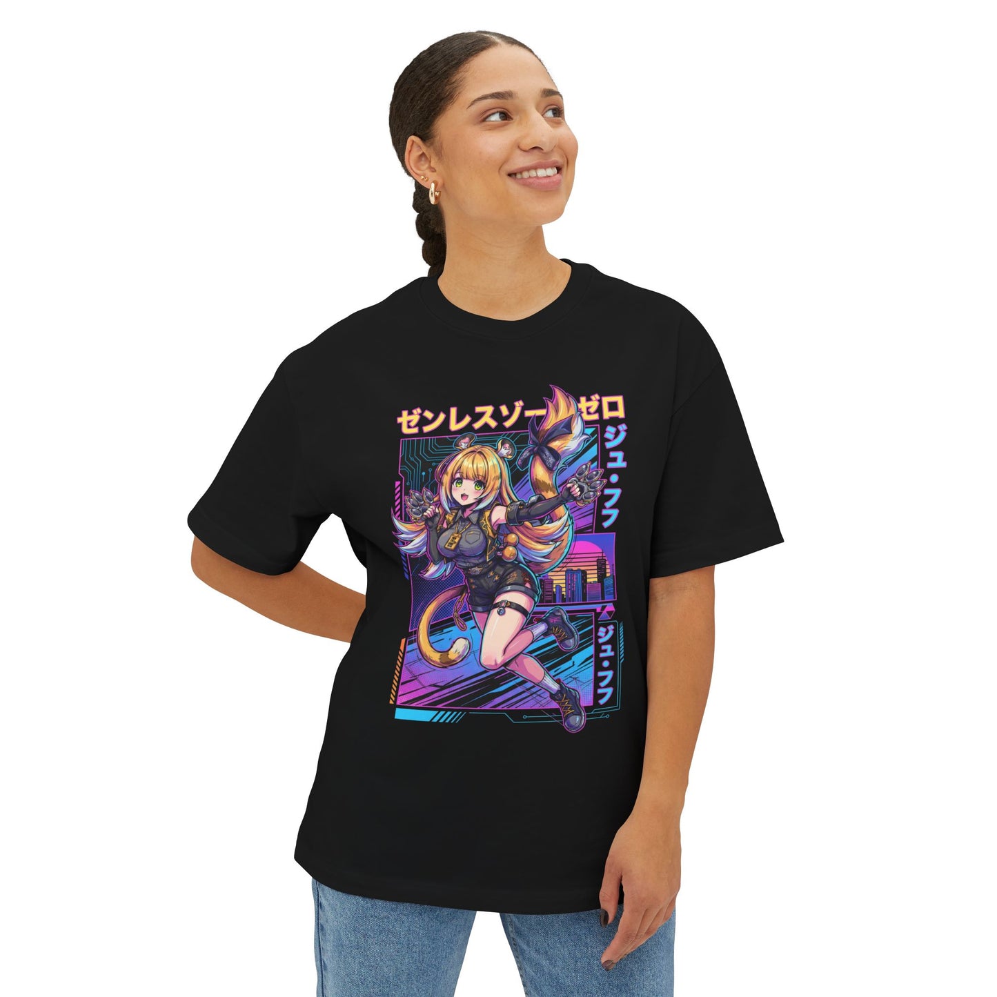 Synthwave Retro Ju Fufu Zenless Zone Zero Art Premium Oversized Unisex T-Shirt