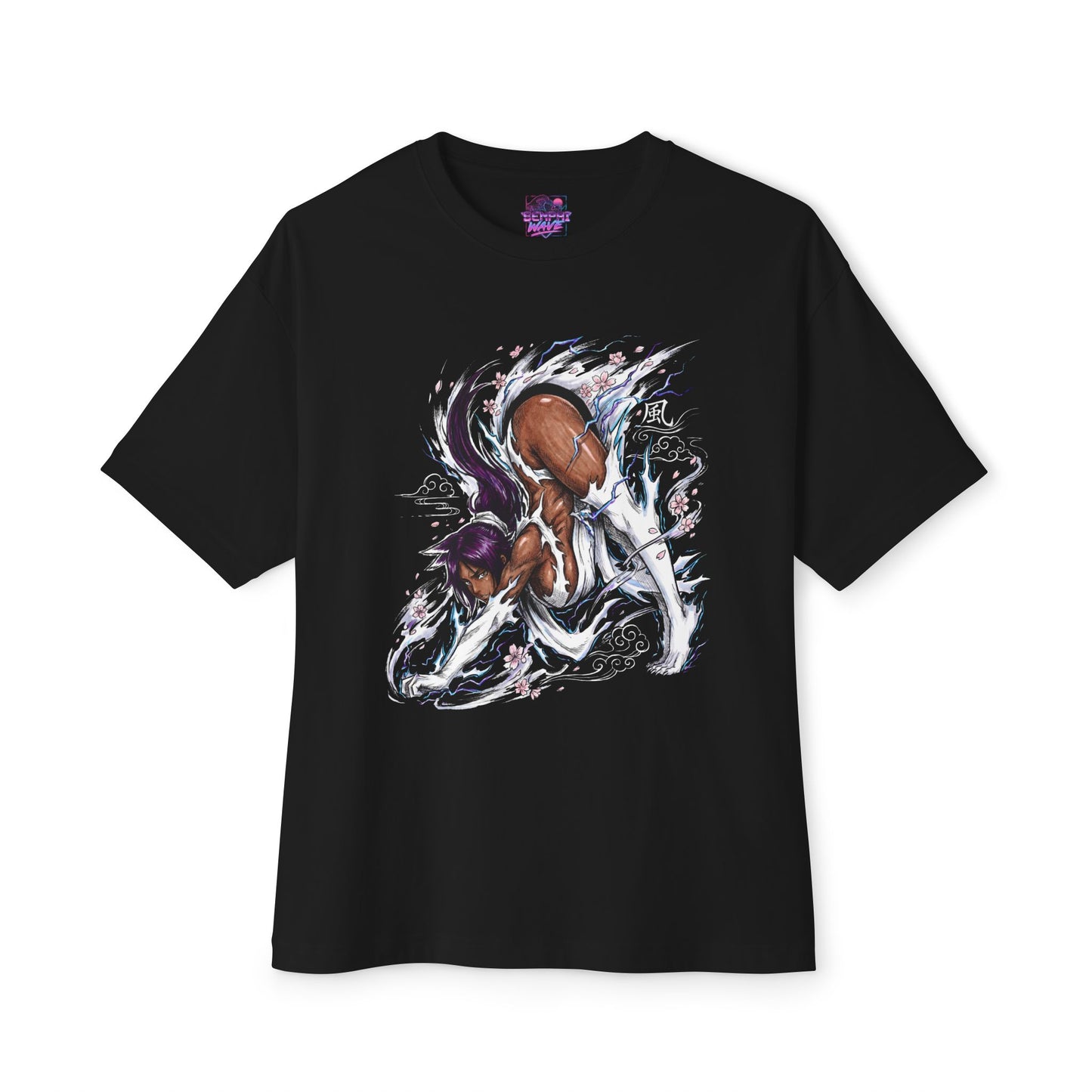 Purple Haired Lightning Flash Goddess Cat Form Stealth Warrior Fan Art Portrait Premium Oversized Unisex T-Shirt