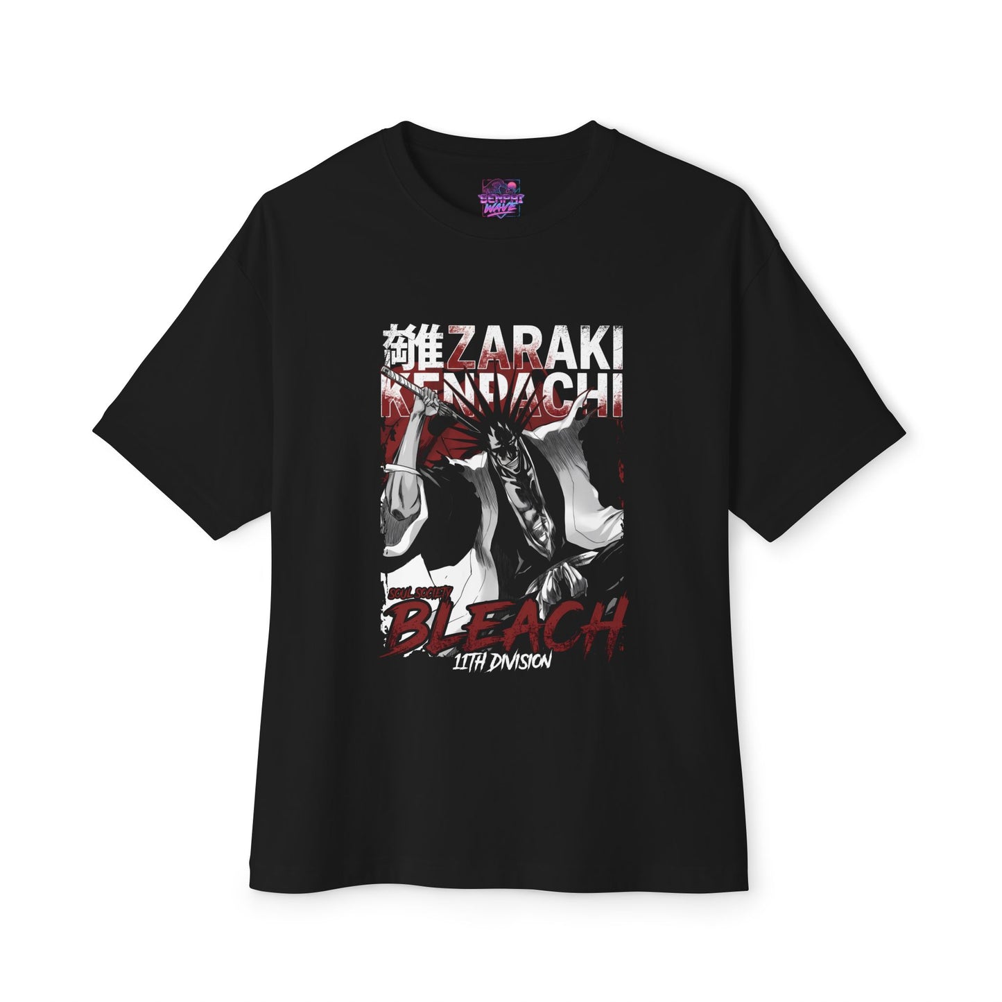 Spiky Black Hair Eyepatch Warrior Fan Art – Ragged Haori Berserker Design Premium Oversized Unisex T-Shirt