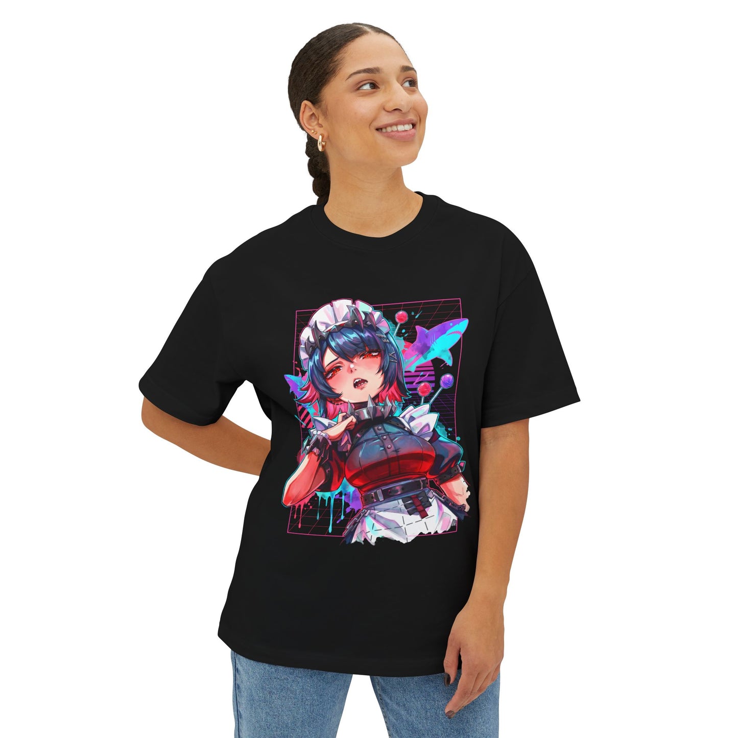 Ellen Joe ZZZ Shark Tail Scissors Maid Outfit Art Premium Oversized Unisex T-Shirt