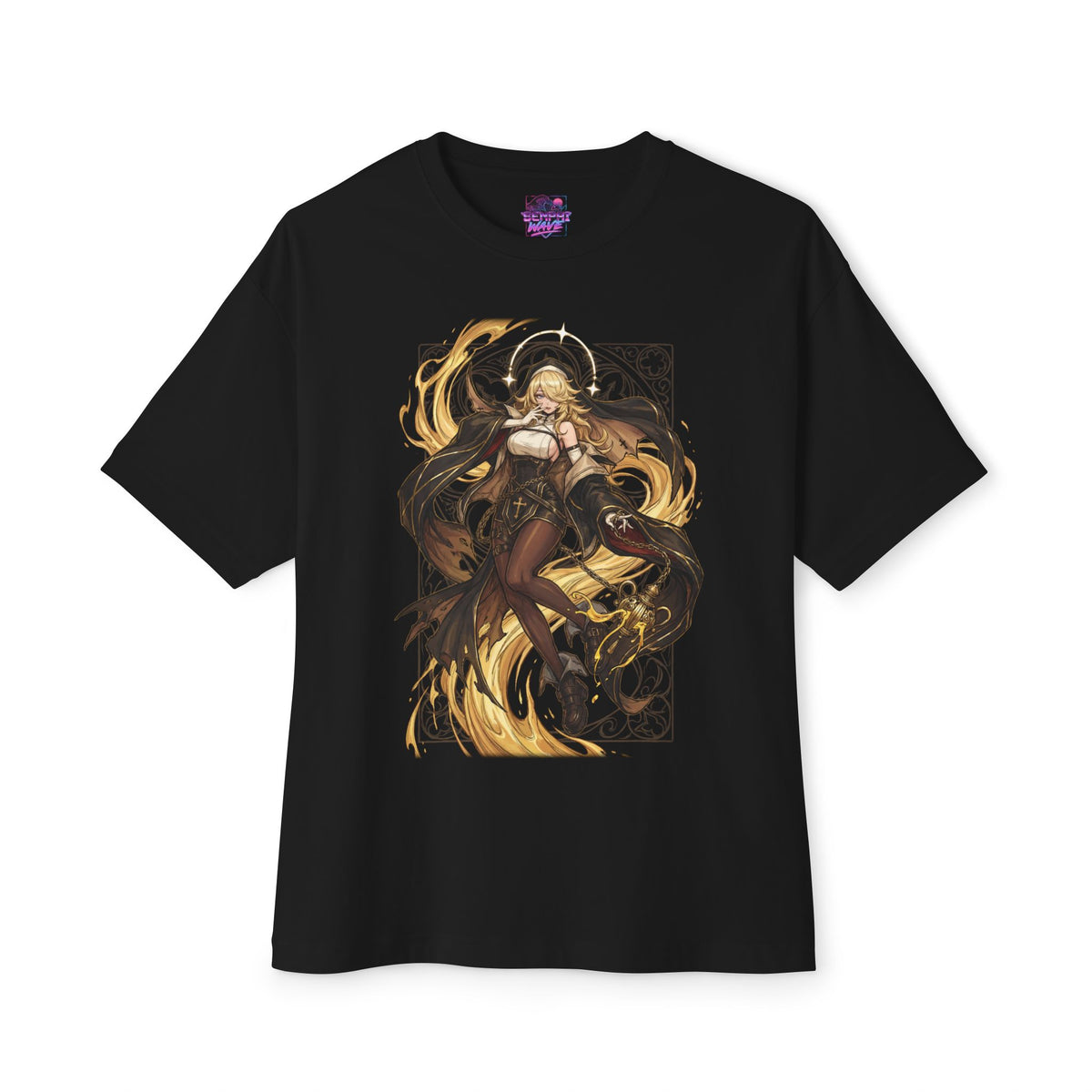 Chaos Zero Nightmare Orlea Golden Halo Nun Gothic Frame Fan Art Oversized T-Shirt