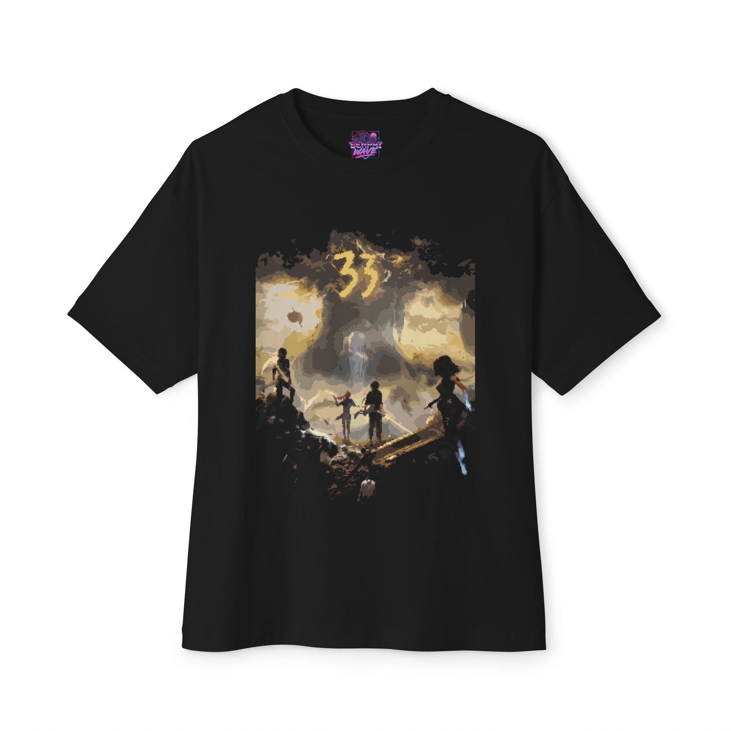 8-bit Retro Clair Obscur Expedition 33: Streetwear Red Petal Gommage facing The Paintress Premium Oversized Unisex T-Shirt