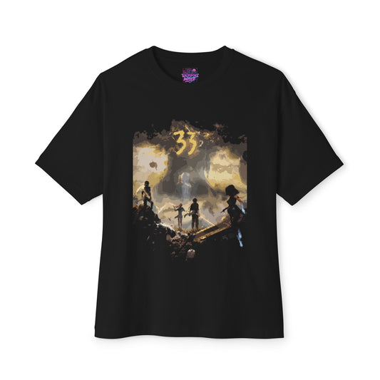 8-bit Retro Clair Obscur Expedition 33: Streetwear Red Petal Gommage facing The Paintress Premium Oversized Unisex T-Shirt