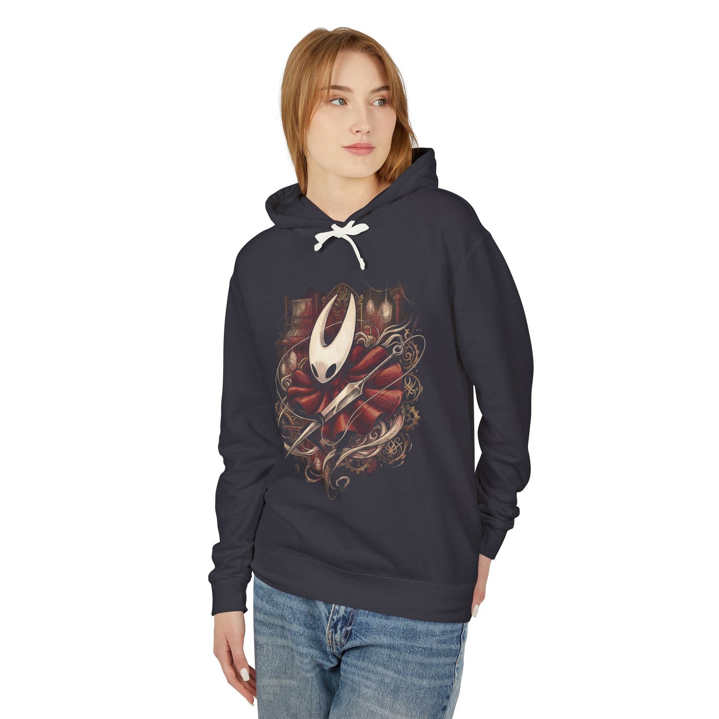 Hornet Silksong Red Cloak Needle Acrobat Portrait Unisex Premium Hoodie