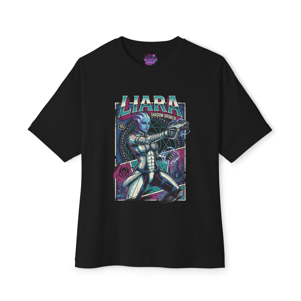 Mass Effect Liara Shadow Broker Biotic Pistol Fan Art Oversized T-Shirt
