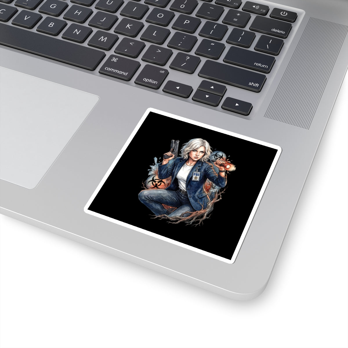 Resident Evil Requiem Grace Ashcroft Flashlight Pistol Crouch Sticker