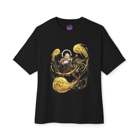 Chaos Zero Nightmare Orlea Halo and Grinning Gold Slimes Fan Art Oversized T-Shirt