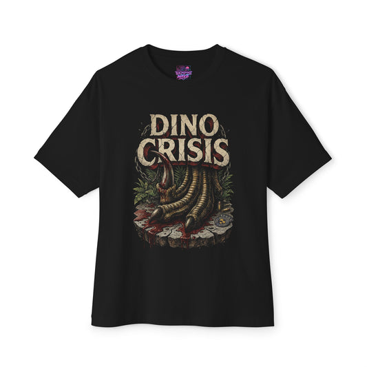 Dino Crisis 1999 Cover Art Velociraptor Claw Bloody Foot Portrait Premium Oversized Unisex T-Shirt