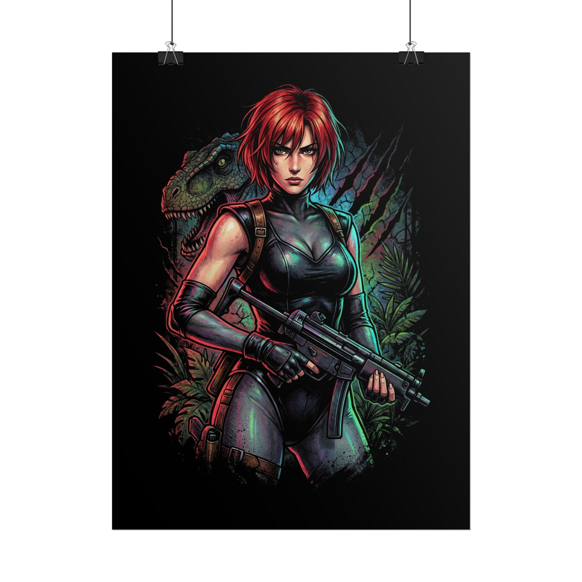 Dino Crisis Regina Red Hair Tactical Gear Portrait Poster