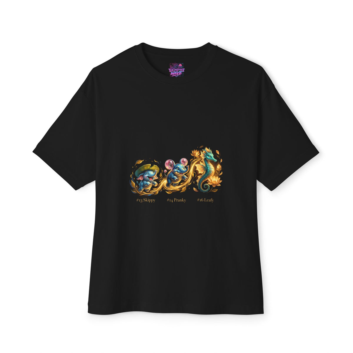 Skippy Pranky Leafy Aniimo Evolution Line Gold Oil Painting - Oversized Premium Tee