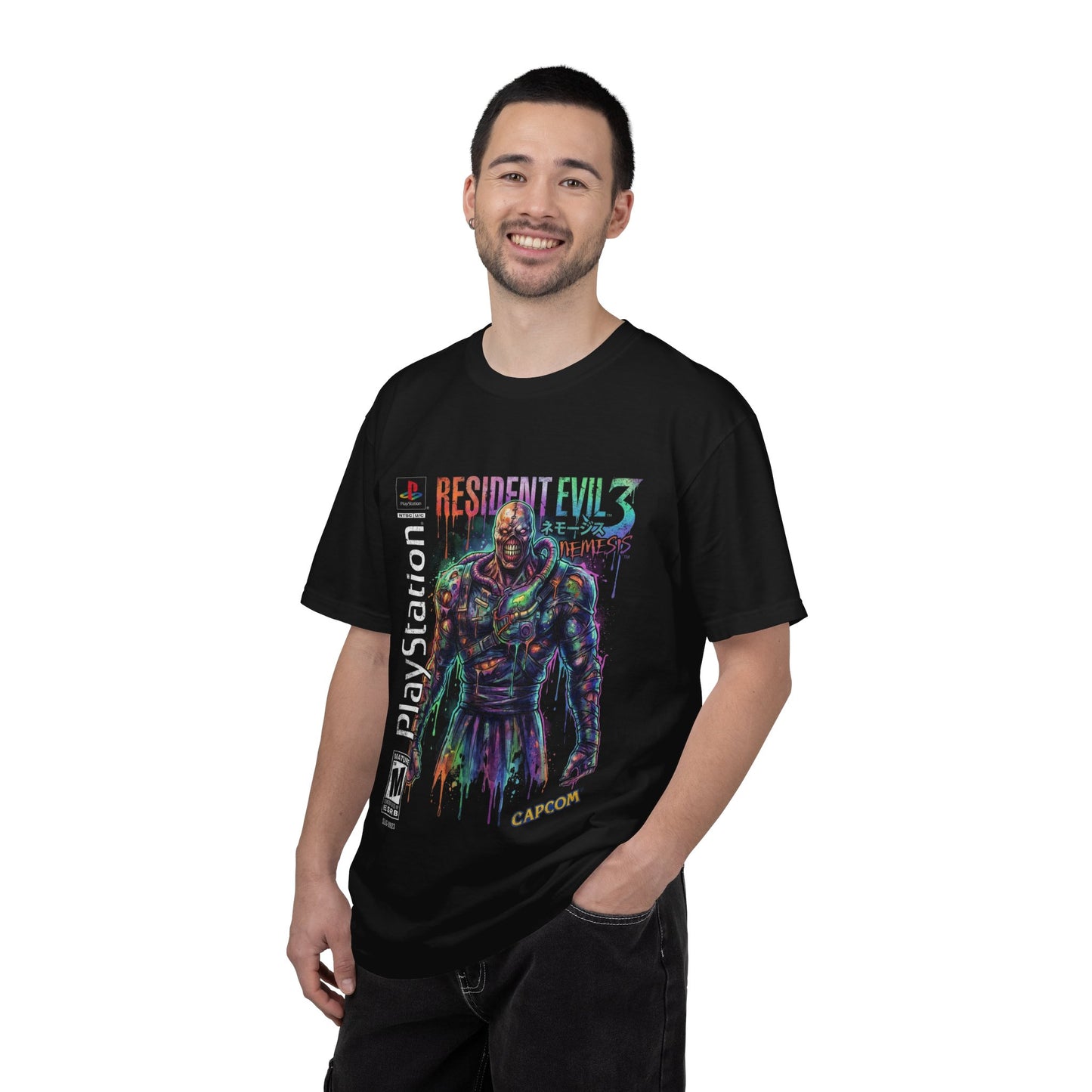 Resident Evil 2 PS1 Leon and Claire Retro Cover Fan Design Premium T-Shirt