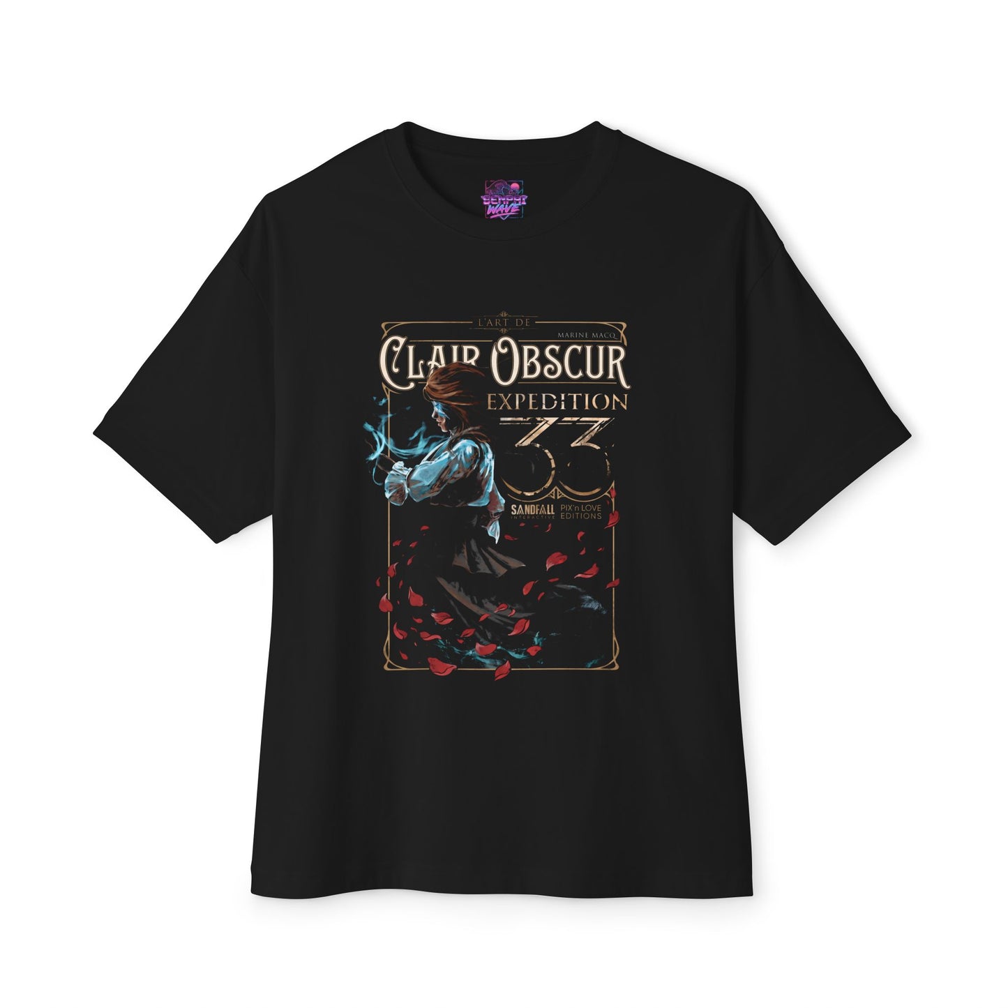 Maelle Clair Obscur Fan Art – Young Swordswoman Rapier Expedition Design Premium Oversized Unisex T-Shirt