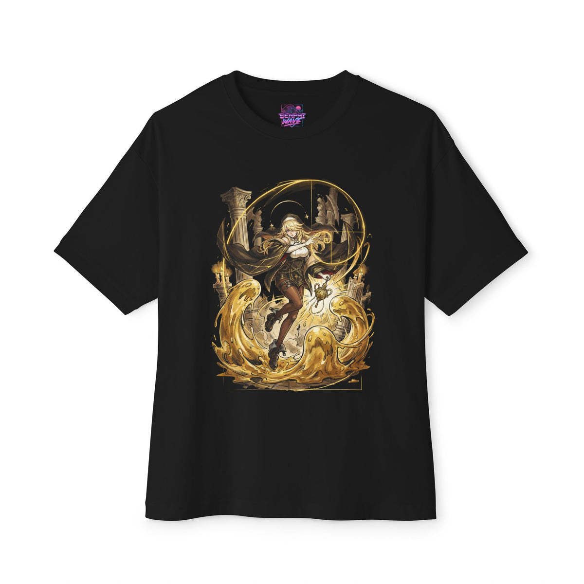 Chaos Zero Nightmare Orlea Ruined Temple Gold Flood Fan Art Oversized T-Shirt