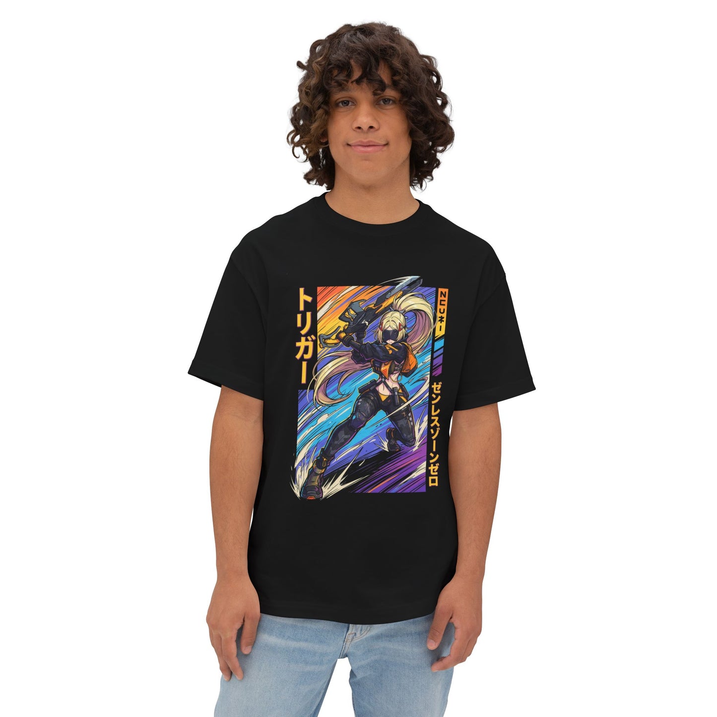 Trigger Zenless Zone Zero Synthwave Retro Neon Sniper Premium Oversized Unisex T-Shirt