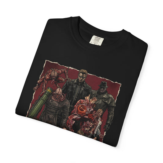 Resident Evil Nemesis Mr X Lickers Zombie Dogs Wesker Birkin Portrait Premium T-Shirt
