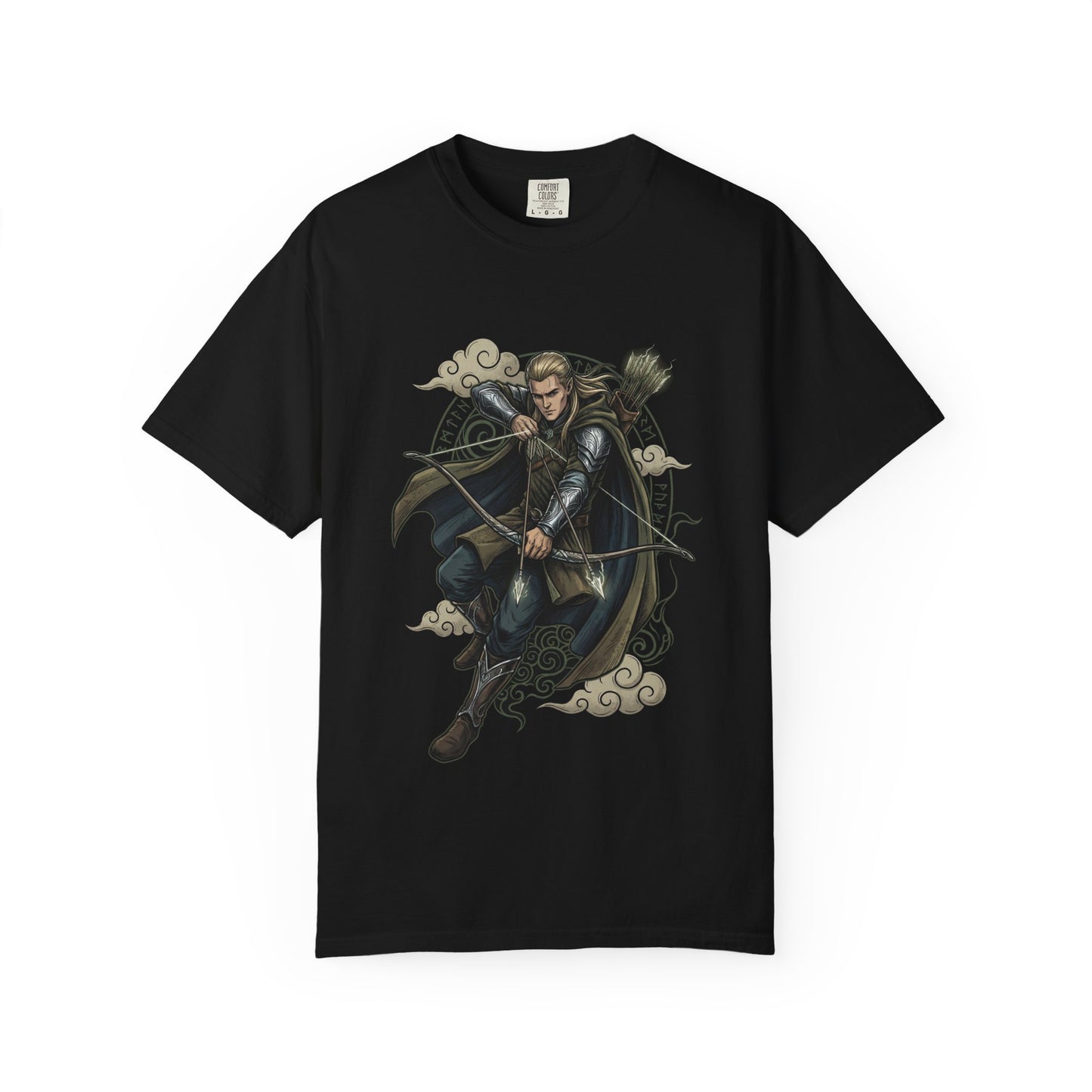 Legolas LOTR Fan Art – Tall Lithe Elf Archer Golden Hair Portrait Premium T-Shirt