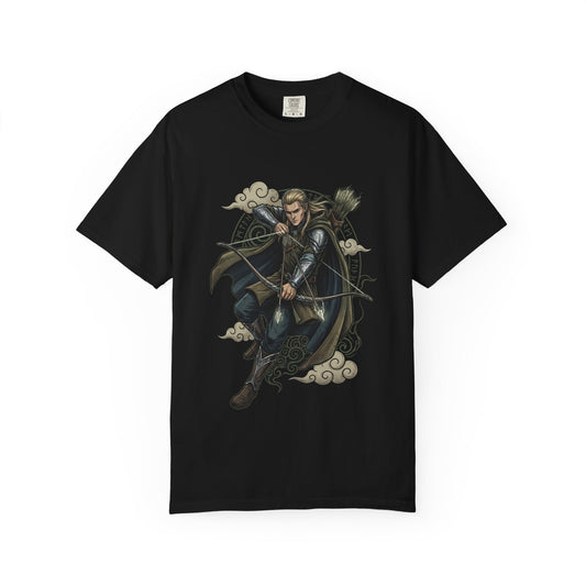 Legolas LOTR Fan Art – Tall Lithe Elf Archer Golden Hair Portrait Premium T-Shirt
