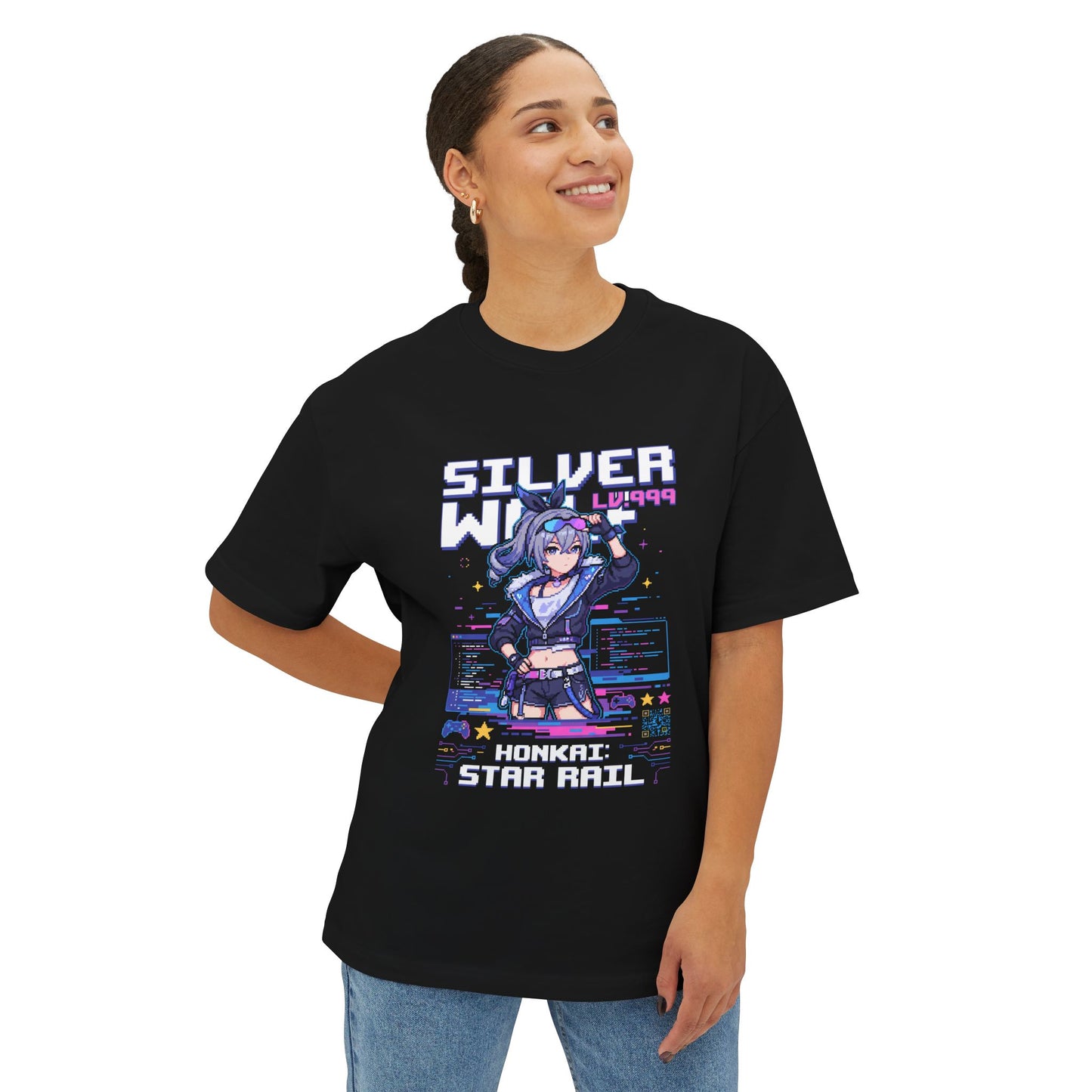 HSR Silver Wolf Lv.999: Ultimate Hacker Queen Premium Oversized Unisex T-Shirt