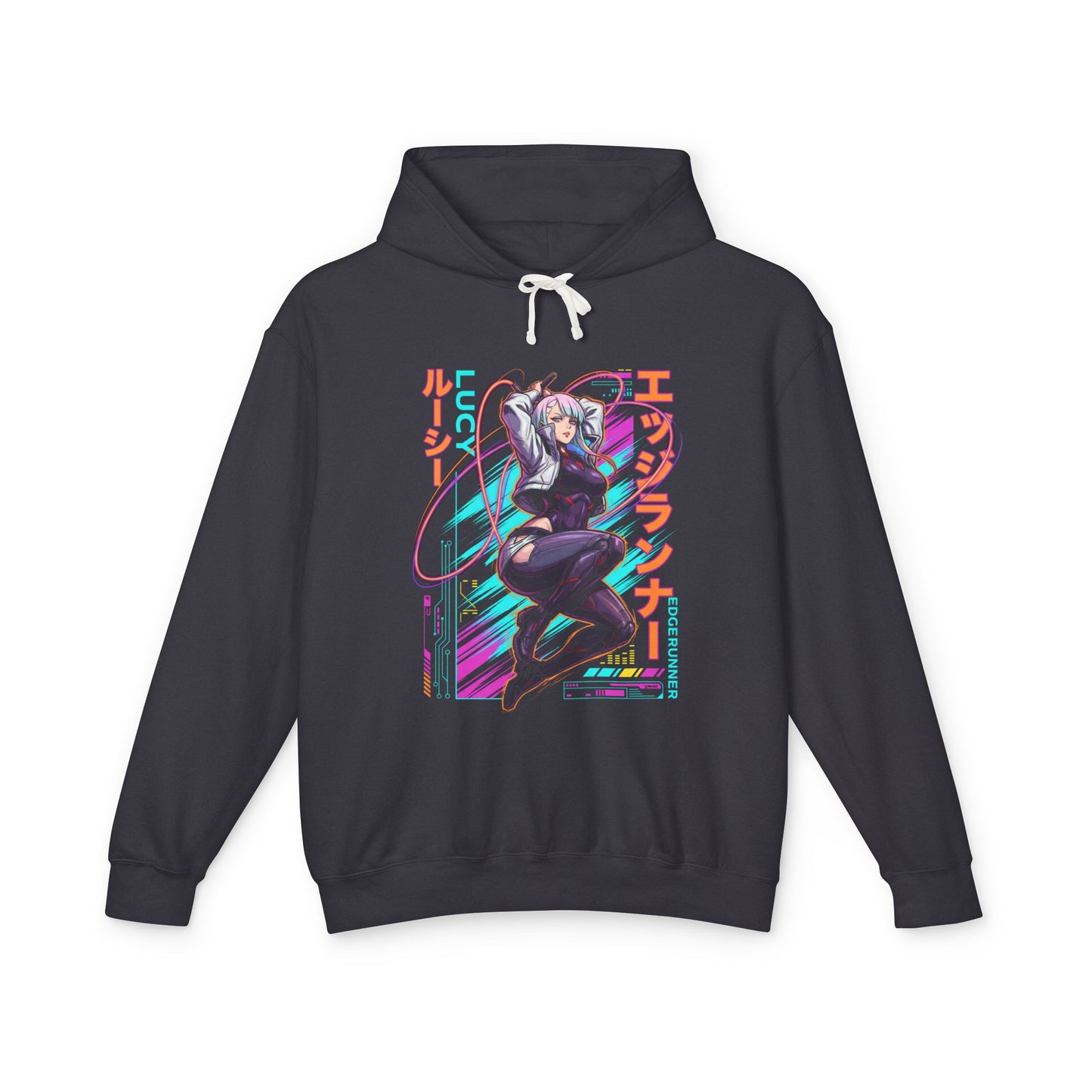 Lucy Cyberpunk Edgerunners Pastel Rainbow Hair Netrunner Design Unisex Premium Hoodie