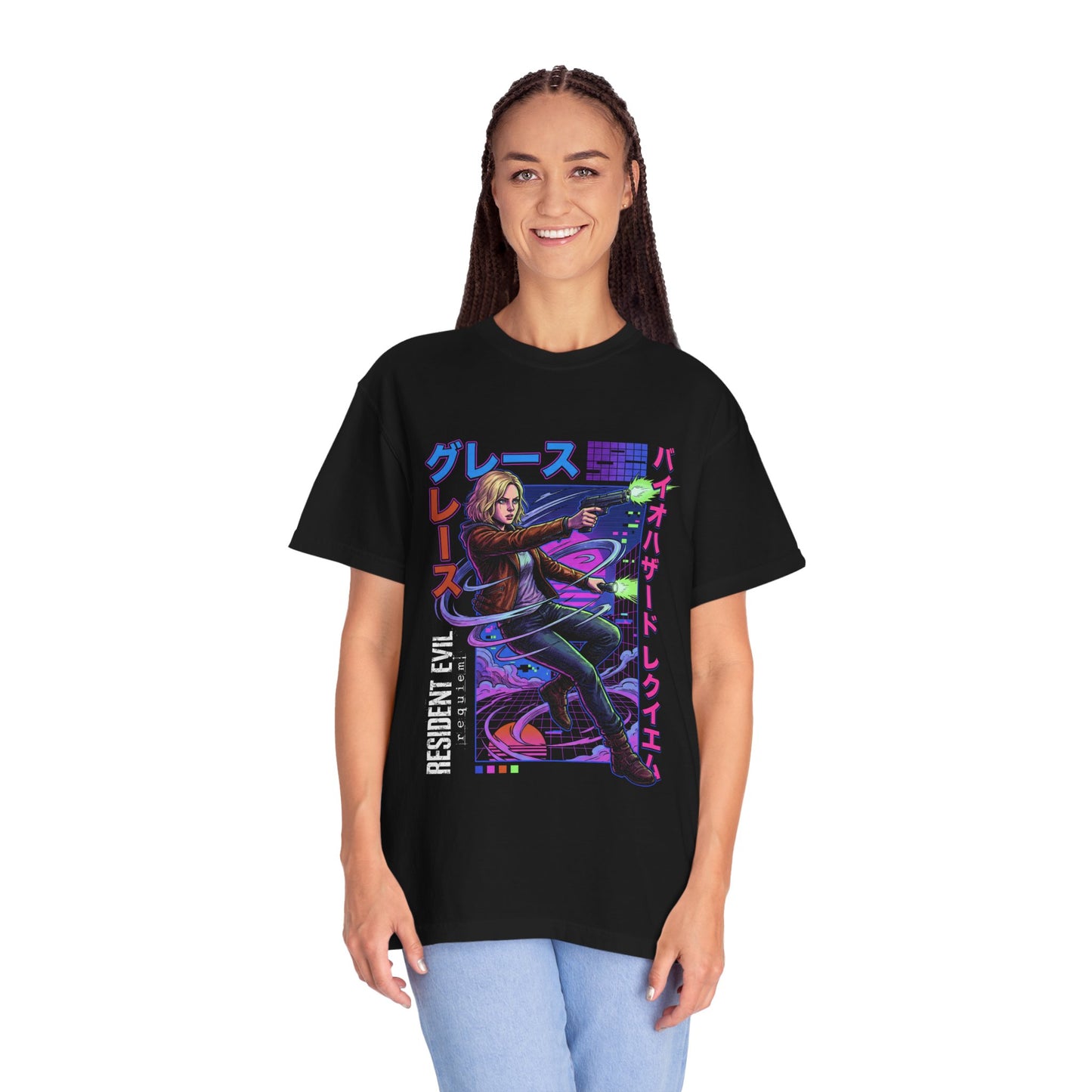 Cyberpunk synthwave Retro Grace Ashcroft RE9 Alyssa Outbreak Connection Premium T-Shirt
