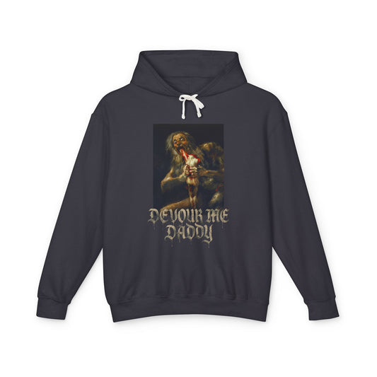 Saturn Devouring His Son Meme – Relatable Family Dinner Cursed Humor Devour me Daddy Unisex Premium Hoodie