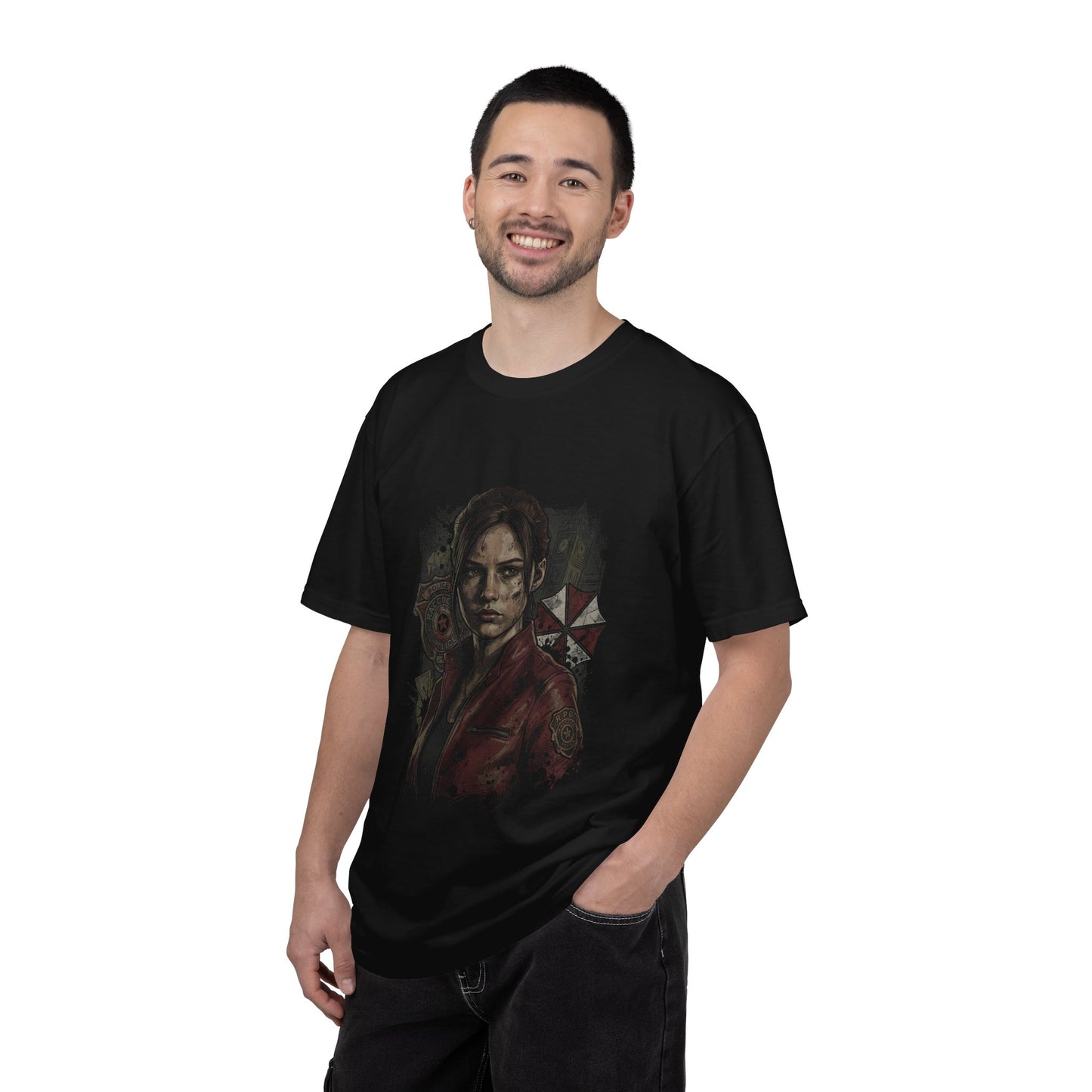 Resident Evil Claire Redfield Raccoon Police Station Escape Portrait Premium T-Shirt