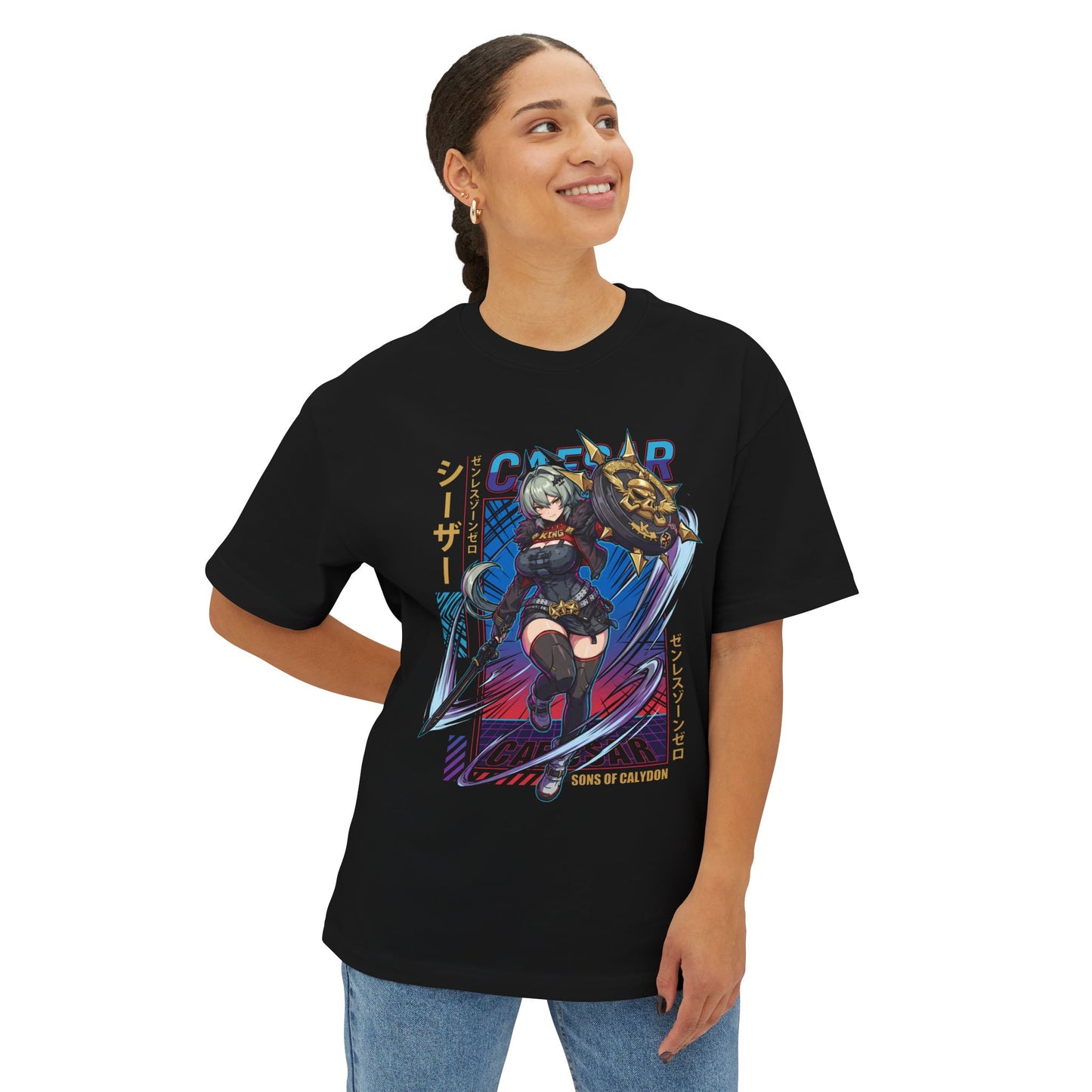 Synthwave Retro Caesar King Zenless Zone Zero Art Premium Oversized Unisex T-Shirt