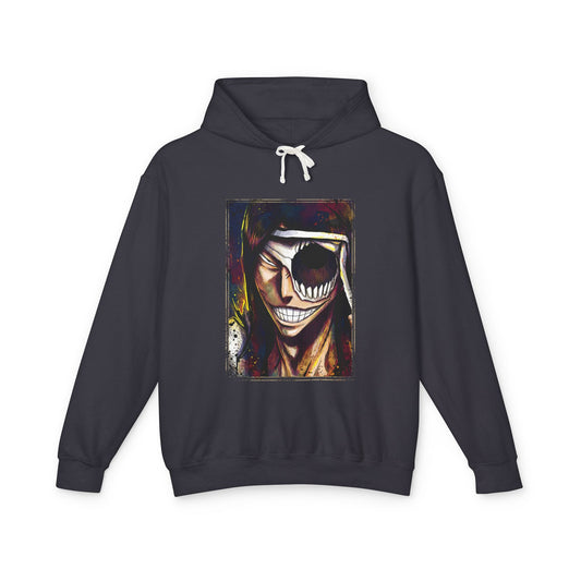 Noitora Tall Lanky Arrancar Warrior Fan Art – Eyepatch Smug Grin Black Hair Design Unisex Premium Hoodie