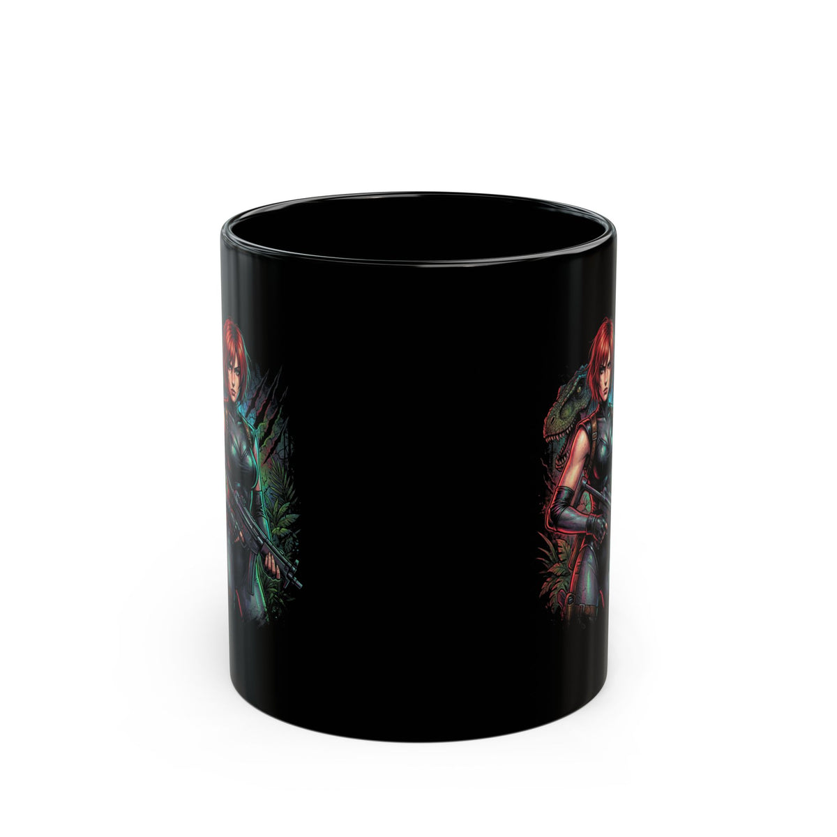 Dino Crisis Regina Red Hair Tactical Gear Portrait Black Mug