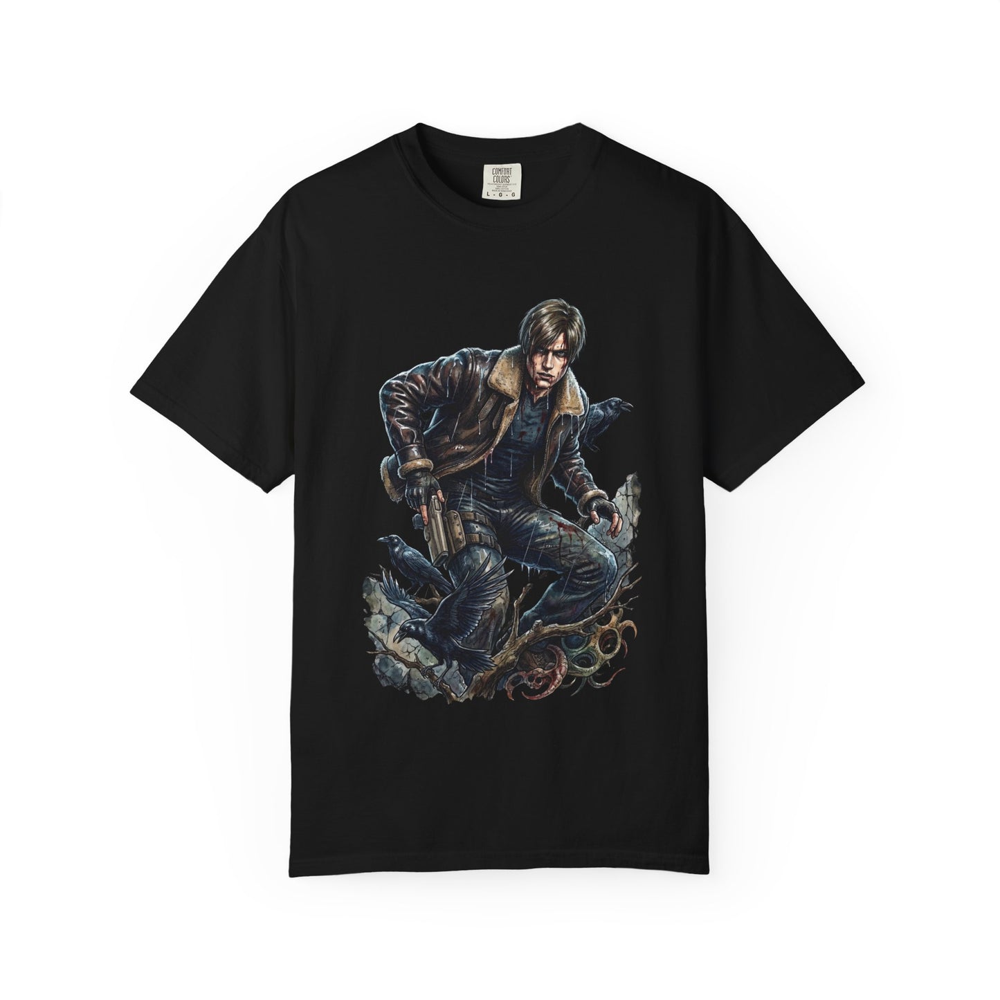 RE Requiem Leon S Kennedy Hatchet Kick Enemies Action Icon Premium T-Shirt