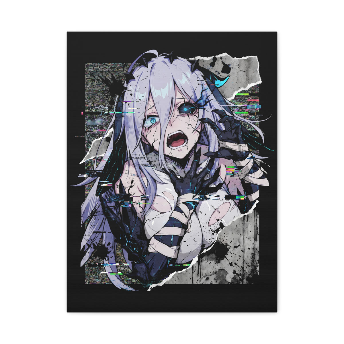Narja Chaos Zero Nightmare Glitch Horror Portrait Canvas Print