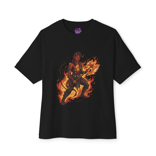 Karlach Baldur's Gate 3 80s Neon Tiefling Warrior Art Premium Oversized Unisex T-Shirt