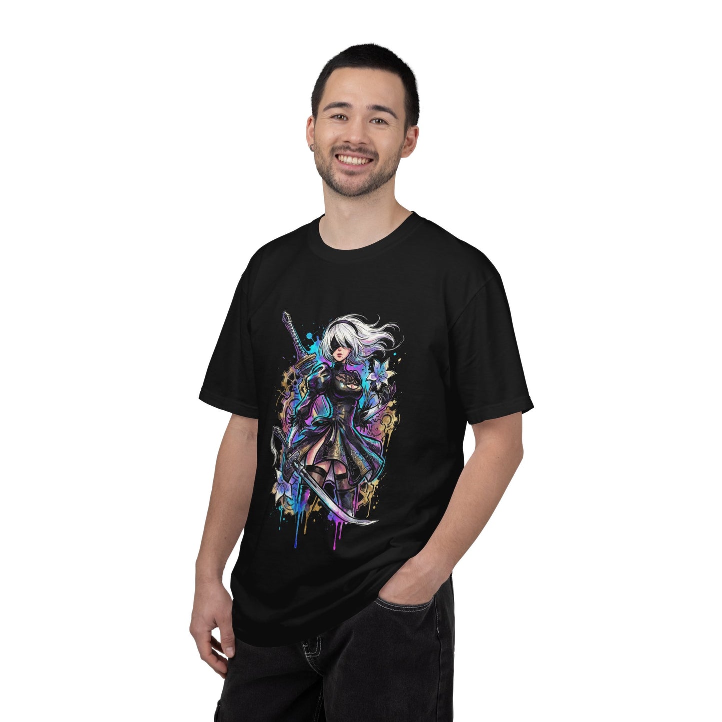 2B NieR Vaporwave Retro Wave Pink Blue Gradient Portrait Premium T-Shirt