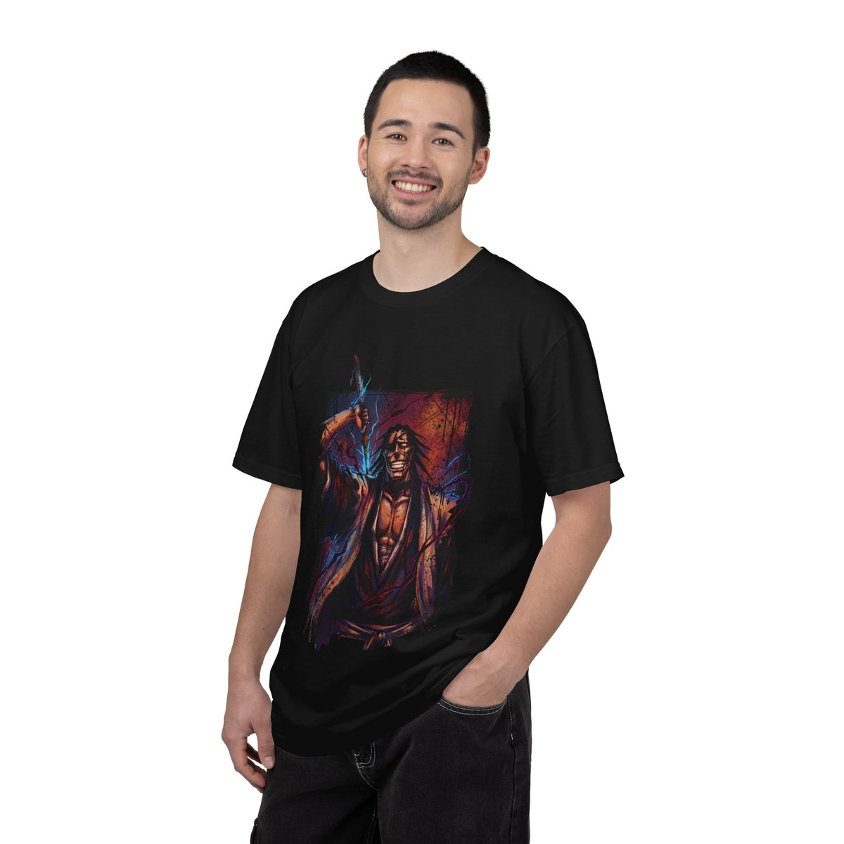Tall Muscular Shinigami Inspired – Bell-Tipped Spikes Scarred Face Art Premium T-Shirt