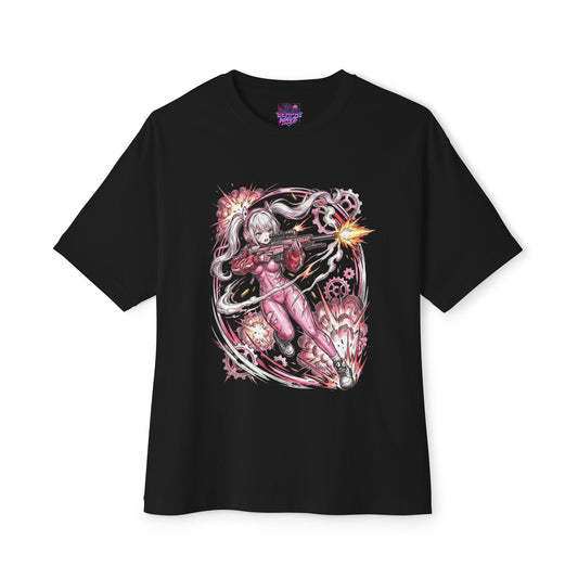 Nikke Alice Pink Bodysuit Sniper Rifle Fan Art Oversized T-Shirt