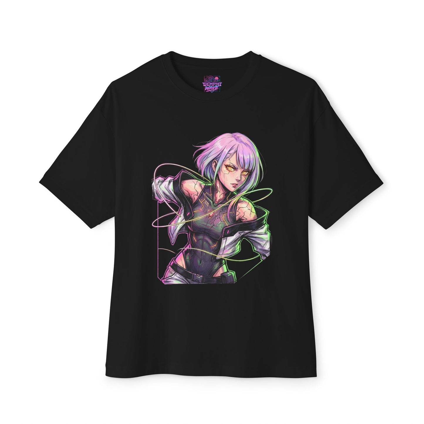 Lucy Cyberpunk Edgerunners Cool Aloof Netrunner Portrait Premium Oversized Unisex T-Shirt