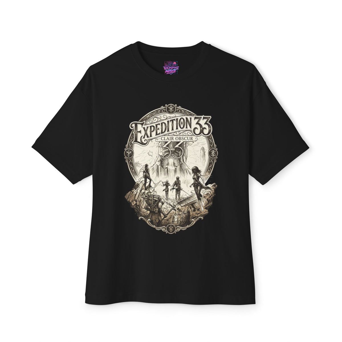 Clair Obscur Expedition 33 Antique Engraving Card Oversized T-Shirt
