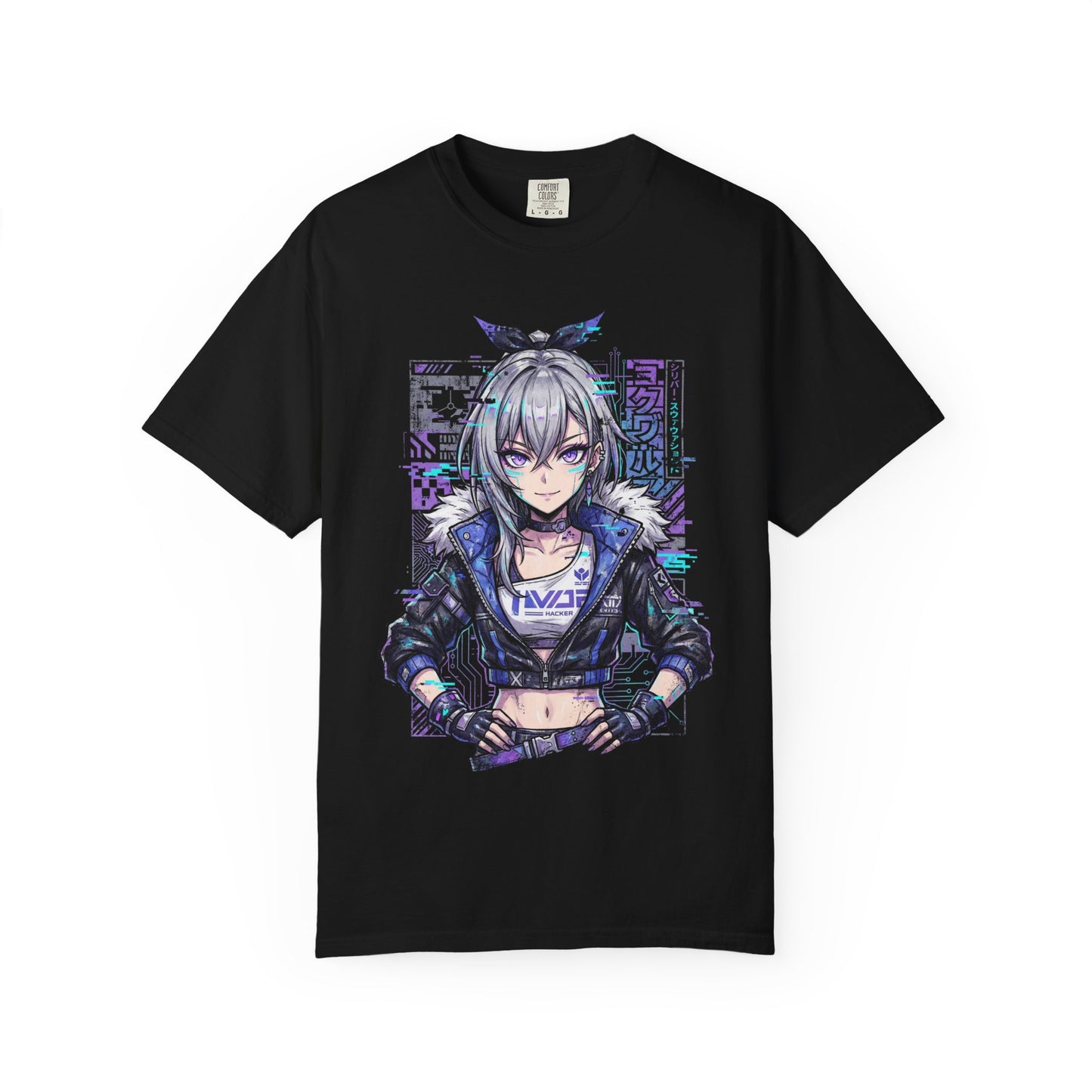 Silver Wolf HSR Purple Eyes Holographic Interface Design Premium T-Shirt