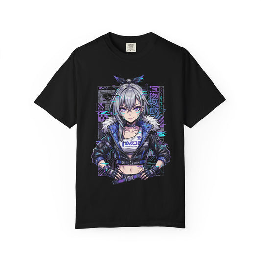 Silver Wolf HSR Purple Eyes Holographic Interface Design Premium T-Shirt