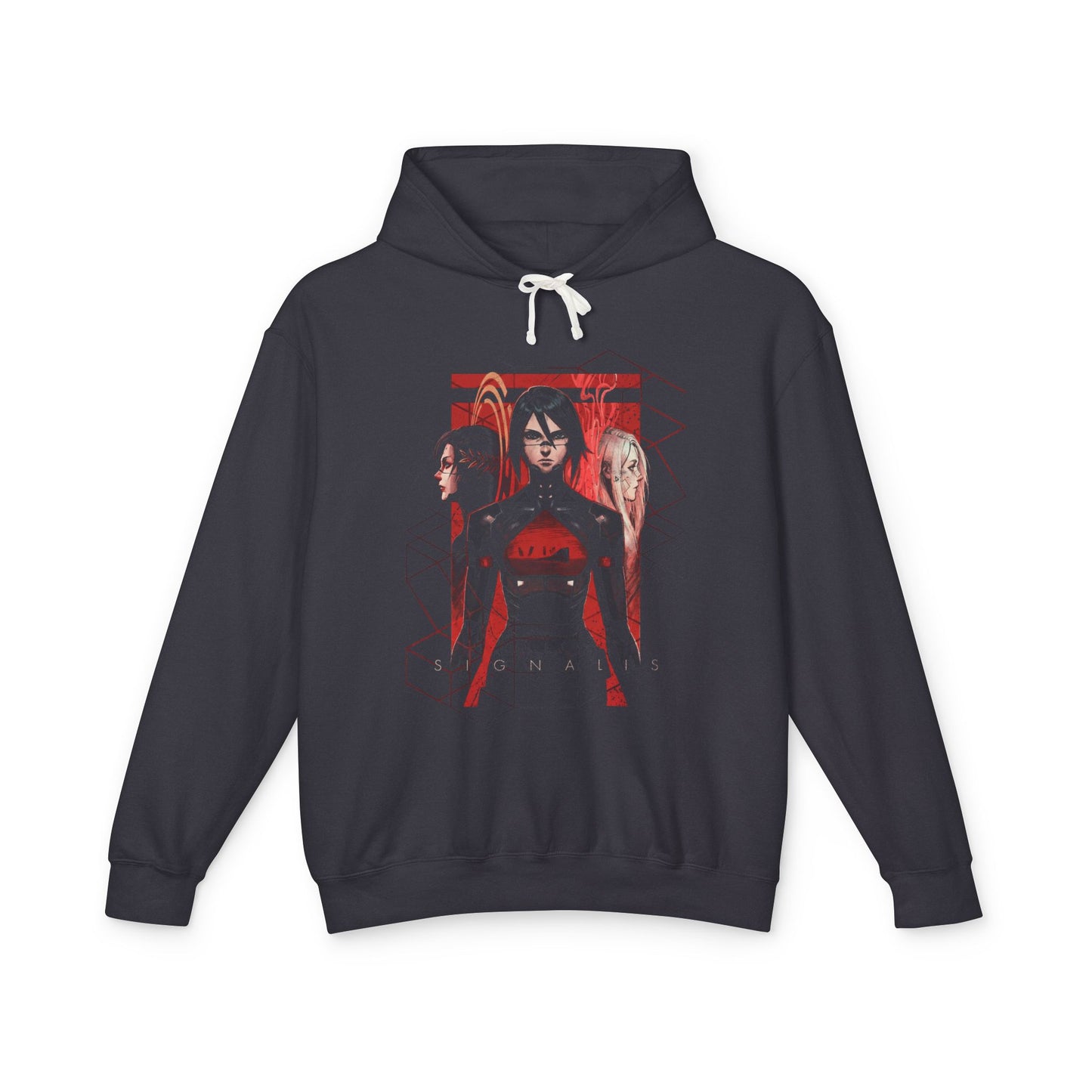 Glitched Signalis Cryptic Meme – Warped Doll Eyes Red Transmission Art Unisex Premium Hoodie