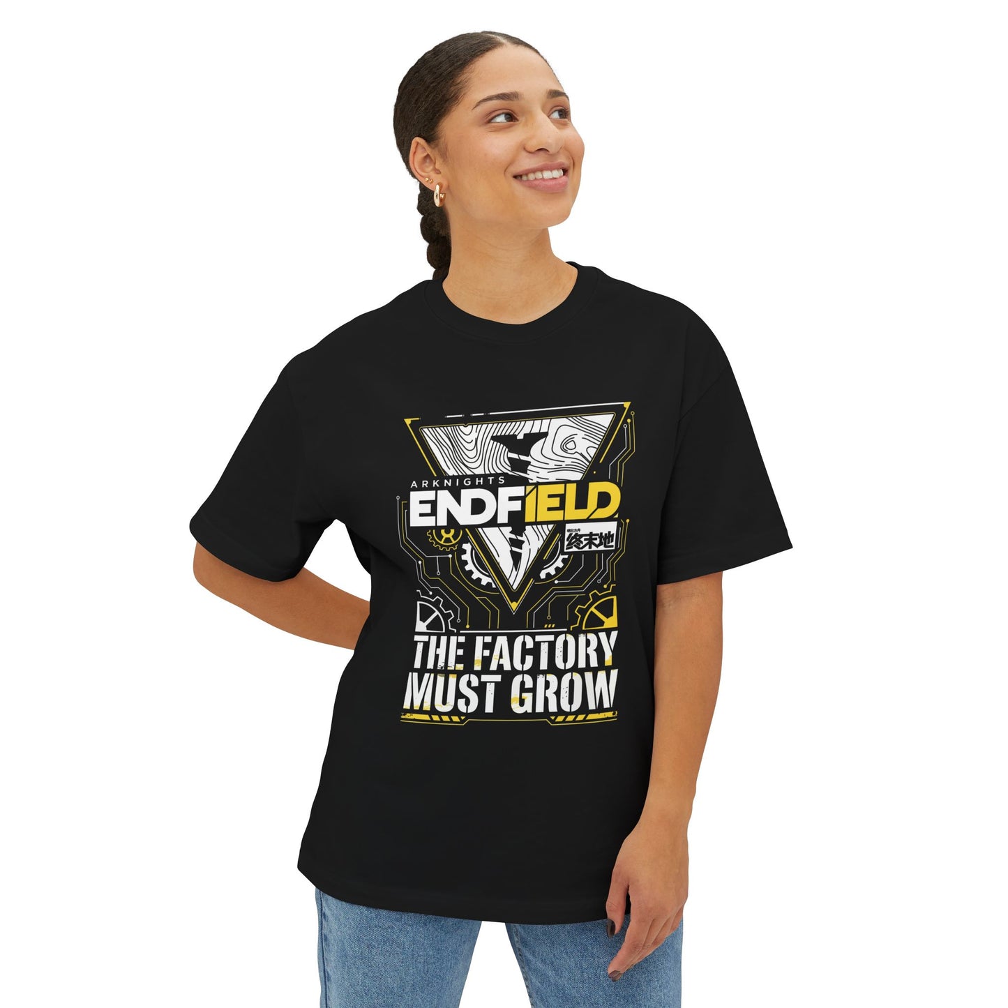 Arknights Endfield The Factory Must Grow Meme Factory Expansion Automation Endless Build Premium Oversized Unisex T-Shirt