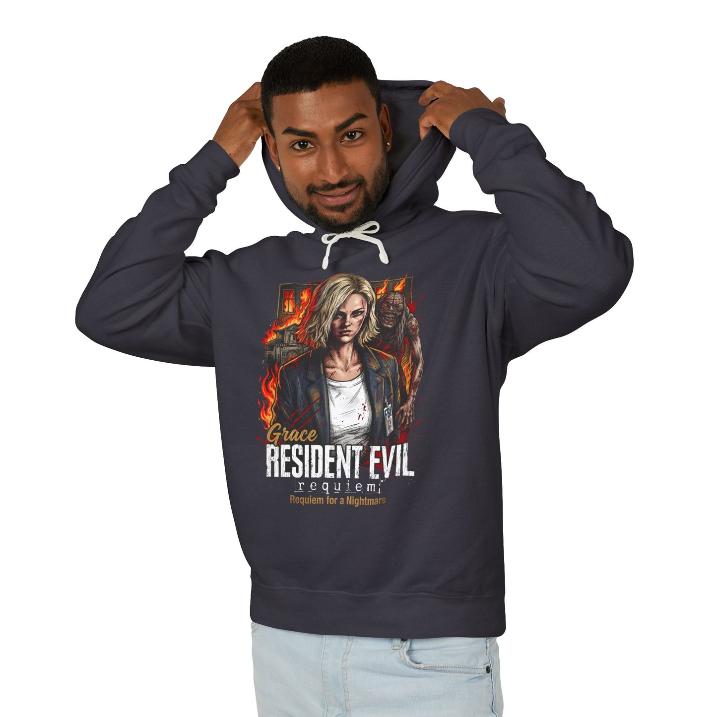 Grace Ashcroft RE Requiem Raccoon Ruins Bioweapon Legacy Portrait Unisex Premium Hoodie