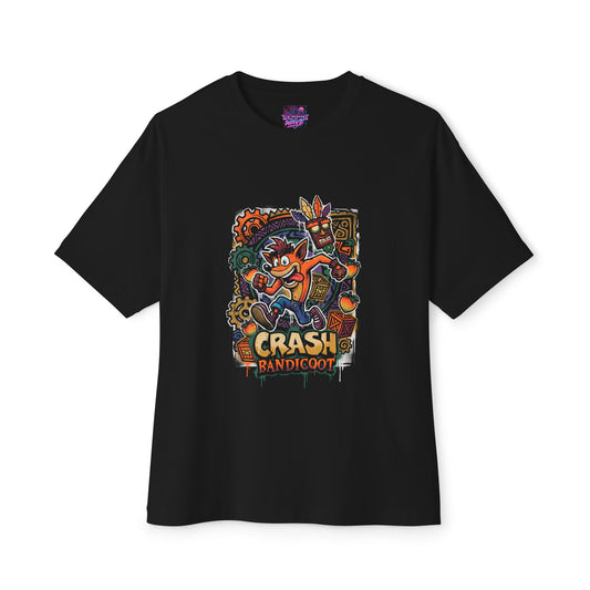 Crash Bandicoot Aku Aku Graffiti Badge Oversized T-Shirt