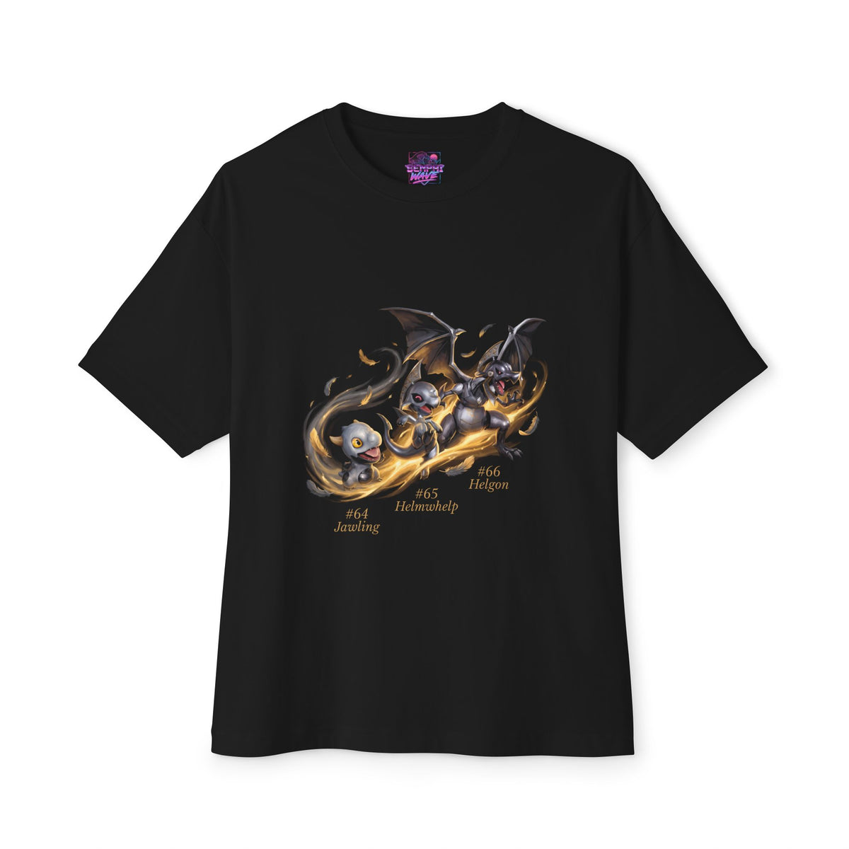 Jawling Helmwhelp Helgon Aniimo Evolution Line Gold Oil Painting - Oversized Premium Tee