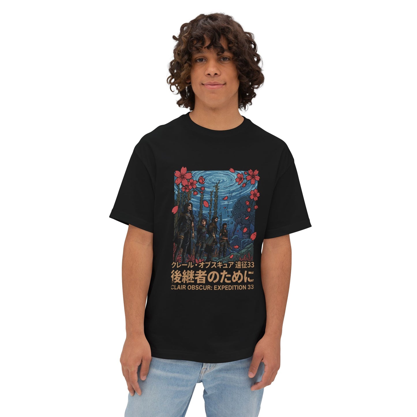 Clair Obscur: Elegant Red Petal Streetwear Design Premium Oversized Unisex T-Shirt