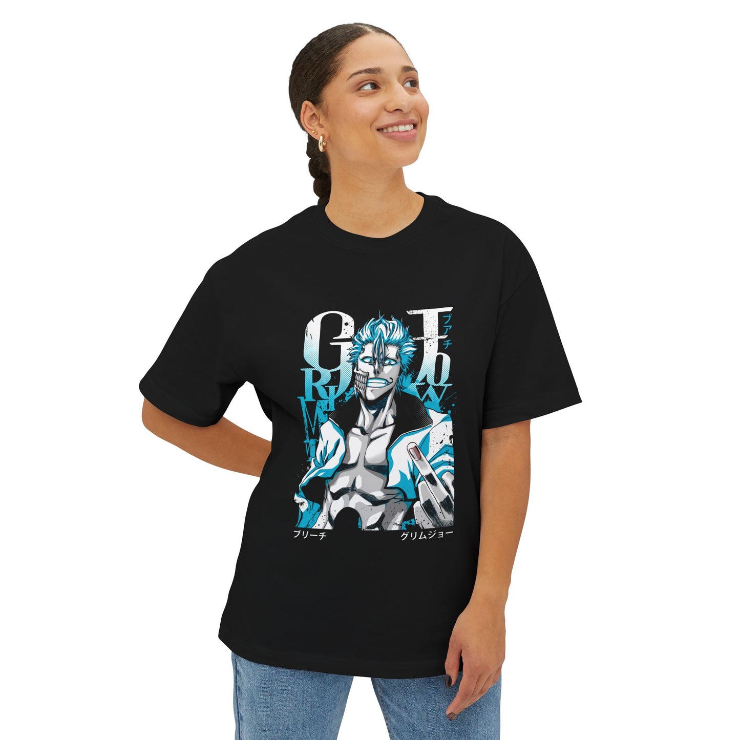 Grimmjow Blue Hair Aggressive Icon Premium Oversized Unisex T-Shirt