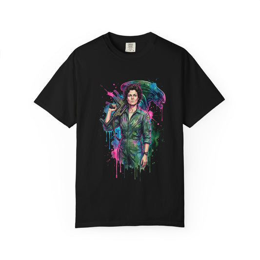 Ellen Ripley Flamethrower Ready Aliens 1986 Classic Portrait Premium T-Shirt