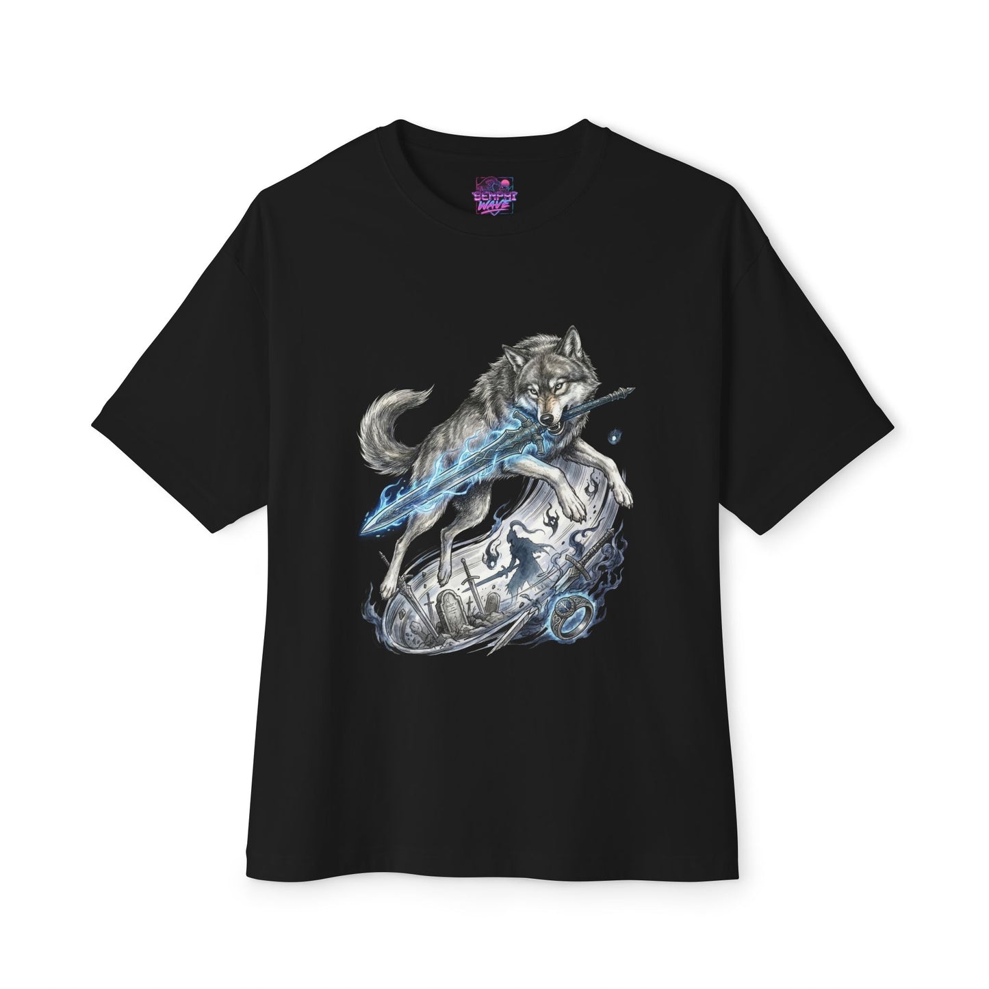 Sif Great Grey Wolf Fantasy Beast Art Premium Oversized Unisex T-Shirt